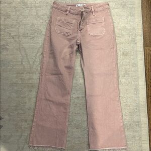 Mango Dusty Pink Crop Wide Leg Jeans EUC